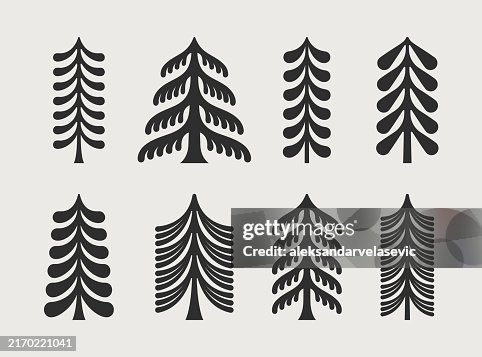 Stylized Pine Tree Icons Stylized Pine Tree Icons