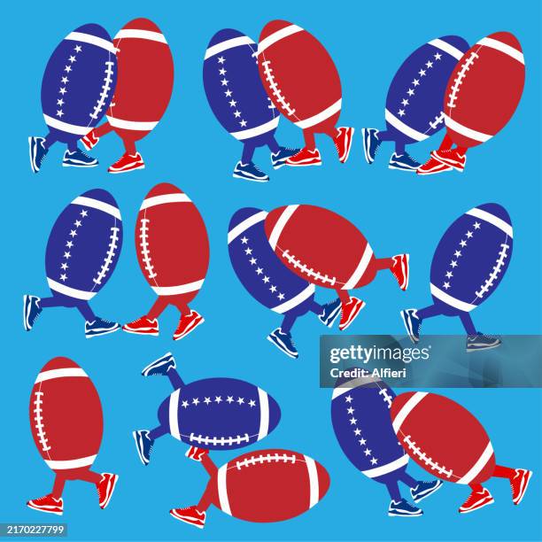 stockillustraties, clipart, cartoons en iconen met football action figures - draaiboek sportevenement