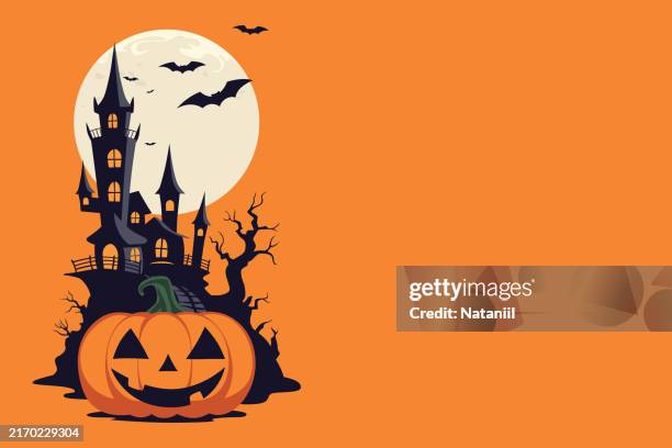 halloween - spooky castle stock illustrations