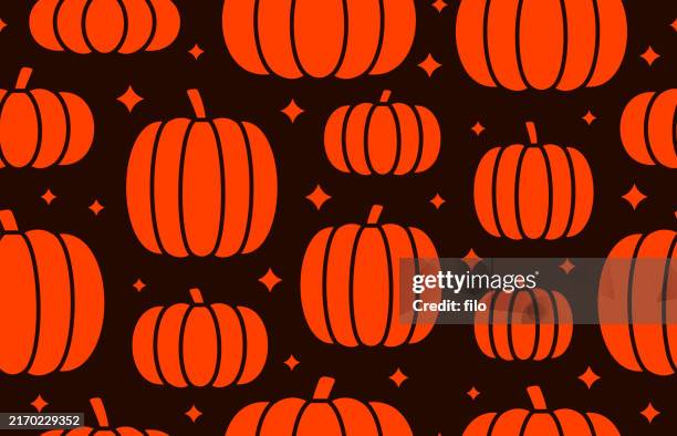 seamless pumpkin autumn fall harvest tileable background pattern - pumpkin latte stock illustrations