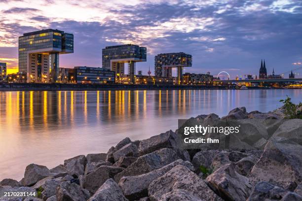 cologne skyline at sunset (germany) - cologne cathedral stock pictures, royalty-free photos & images