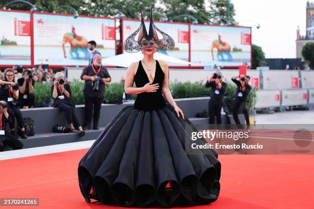 Lady Gaga attends the "Joker: Folie à Deux" red carpet during the 81st Venice International Film Festival at Sala Grande on September 04, 2024 in...