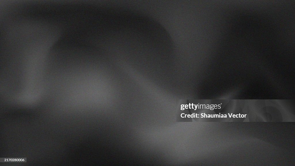 Black, gray and white smooth gradient with grain texture background. Dark wallpaper with noise texture
