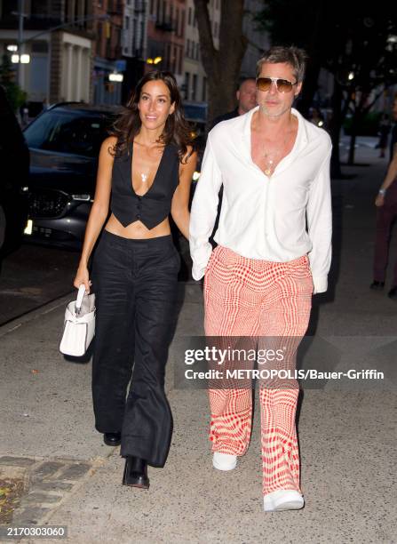 Ines de Ramon and Brad Pitt are seen on September 08, 2024 in New York City.