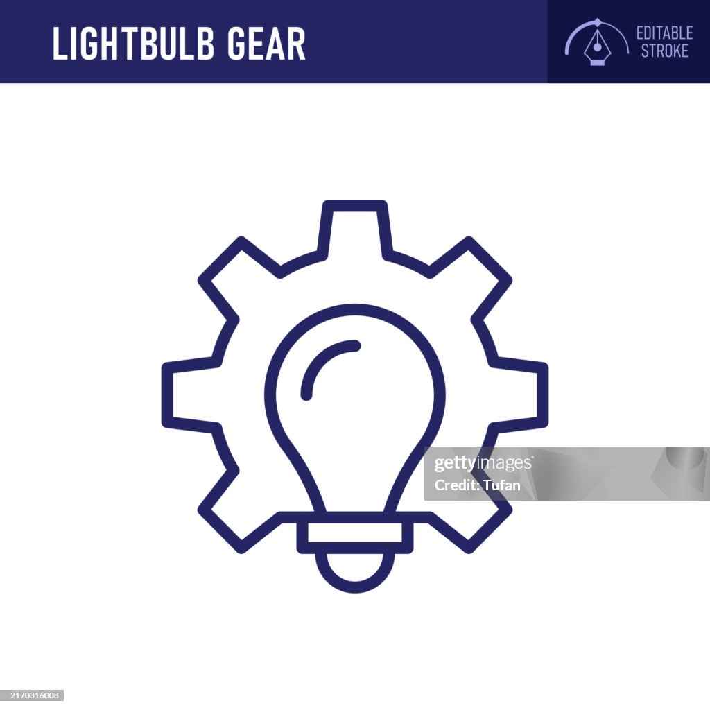 Lightbulb Gear Icon - Innovation, Creativity, Technology, Problem-Solving, Efficiency