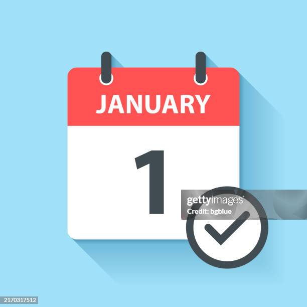january 1 - daily calendar icon in flat design style - booking confirmation icon stock illustrations