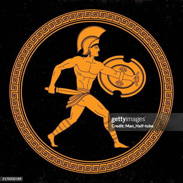 ancient greek warrior - classical greek style stock illustrations