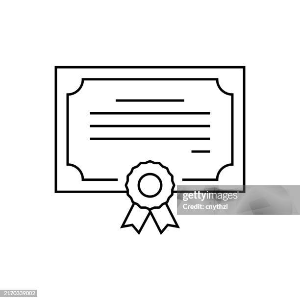 ilustrações de stock, clip art, desenhos animados e ícones de certificate line icon. editable stroke vector icon. - certification-icon