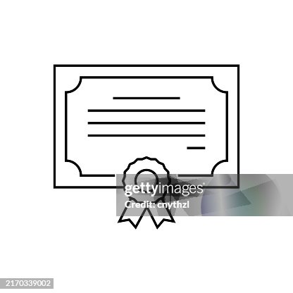 Certificate Line Icon. Editable Stroke Vector Icon. Certificate Line Icon. Editable Stroke Vector Icon.