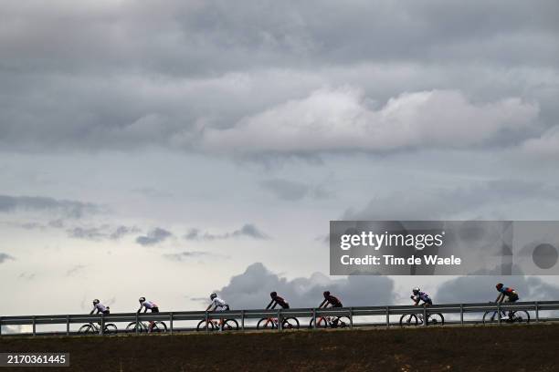 General view of the peloton competing during the La Vuelta - 79th Tour of Spain 2024 - Stage 18 a 179.8km stage from Vitoria-Gasteiz to Maestu -...