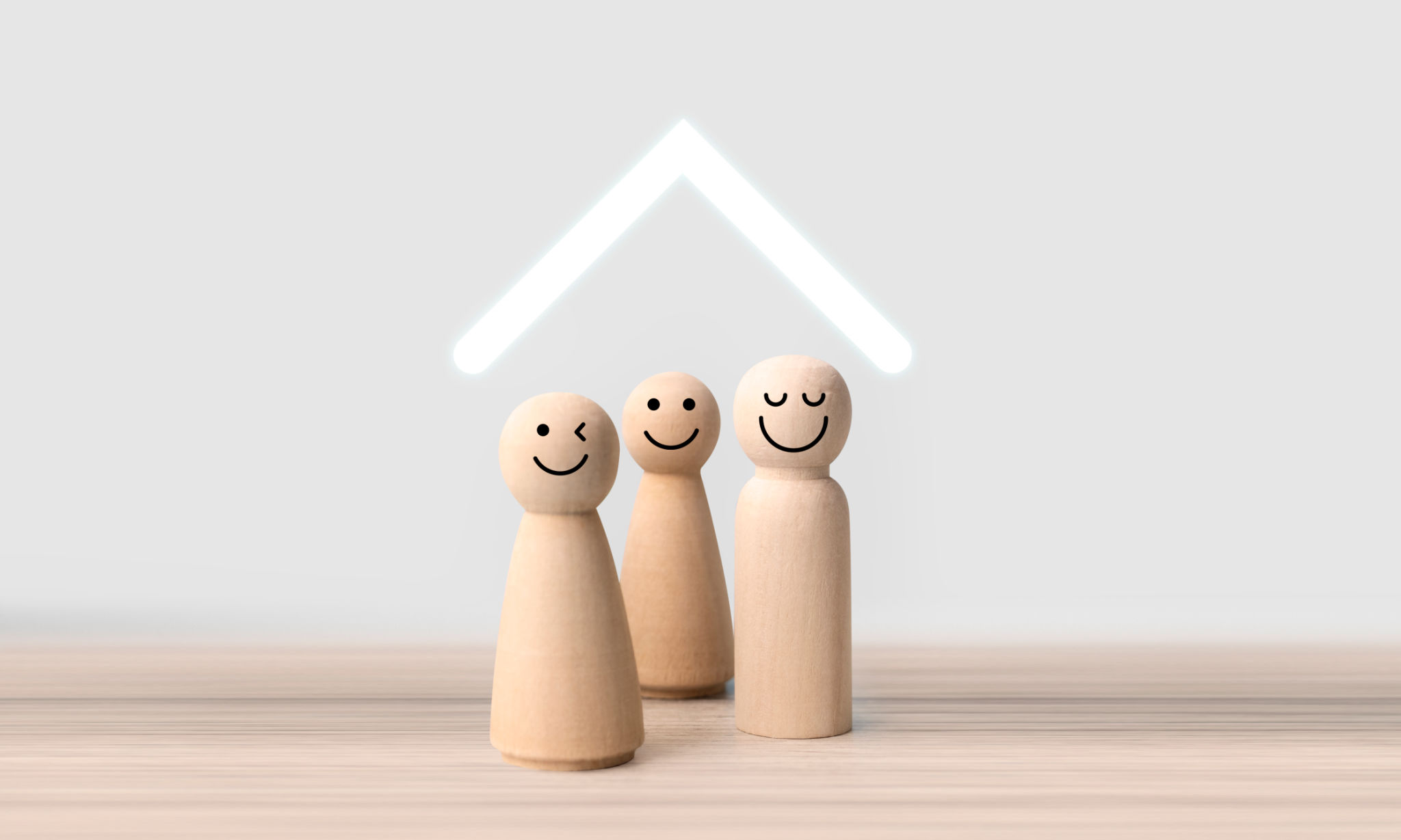 Wooden family wooden model, family, life, health and house insurance icons. Insurance concept Wooden family wooden model, family, life, health and house insurance icons. Insurance concept