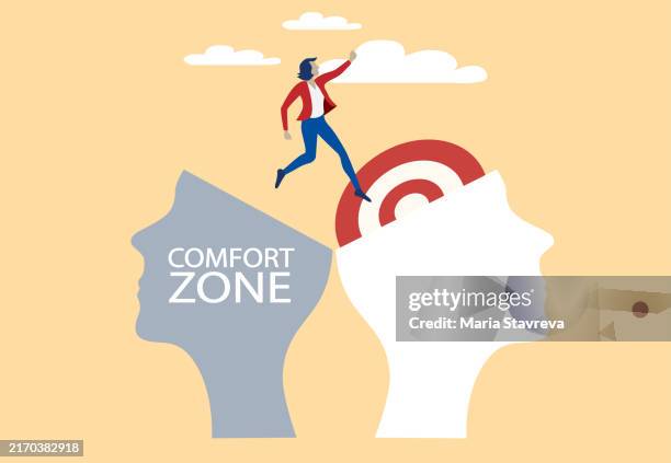leave your comfort zone.self-development, spiritual or career growth. - comfort zone stock illustrations