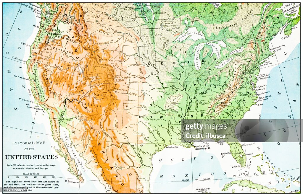 Antique map of United States (1898)