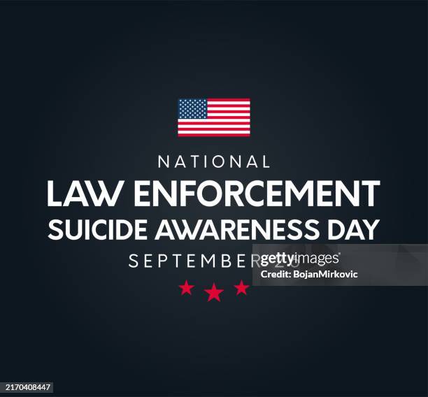law enforcement suicide awareness day card, september 26. vector - suicide awareness stock illustrations