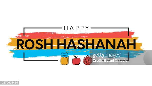 ilustraciones, imágenes clip art, dibujos animados e iconos de stock de rosh hashanah card, jewish new year. vector - rosh hashaná
