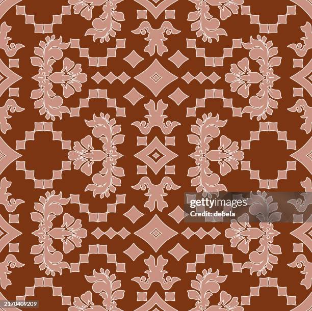 rustic damask in red luxury decorative fabric pattern - damask background stock illustrations