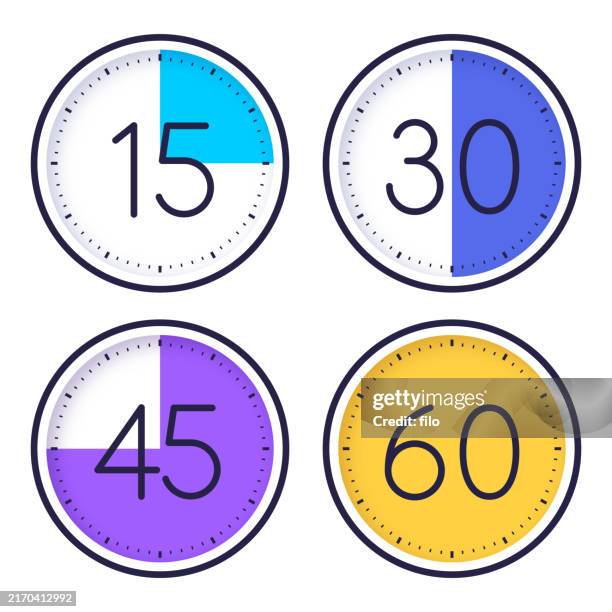 clock timer countdown time symbols - minute hand stock illustrations