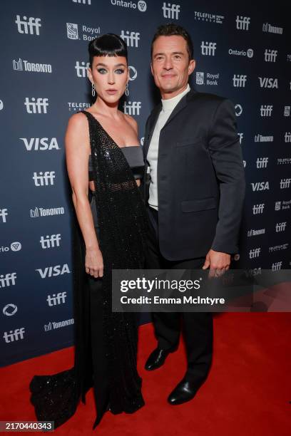 Katy Perry and Orlando Bloom attend the premiere of "The Cut" during the 2024 Toronto International Film Festival at Princess of Wales Theatre on...