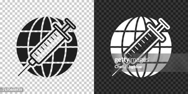 vaccine - global vaccination. icon for design on blank background - world map transparent background stock illustrations