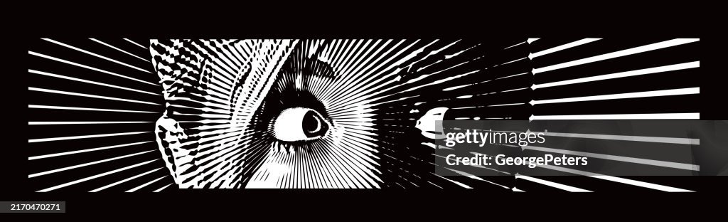 Female eyes with terrified expression