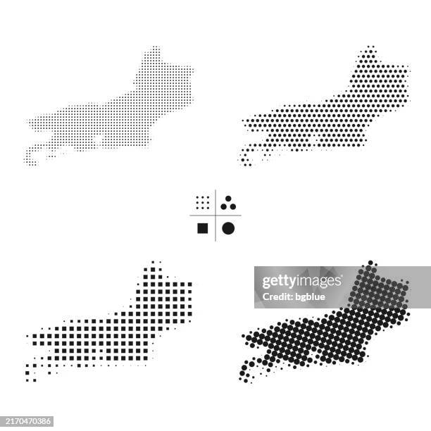 rio de janeiro maps of dots - 4 different halftone styles - rio de janeiro stock illustrations