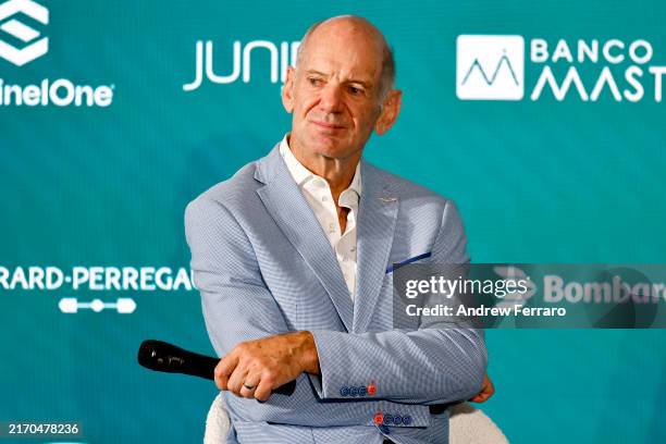 Adrian Newey at a press conference at Aston Martin Headquarters on September 10, 2024 in Silverstone, England.