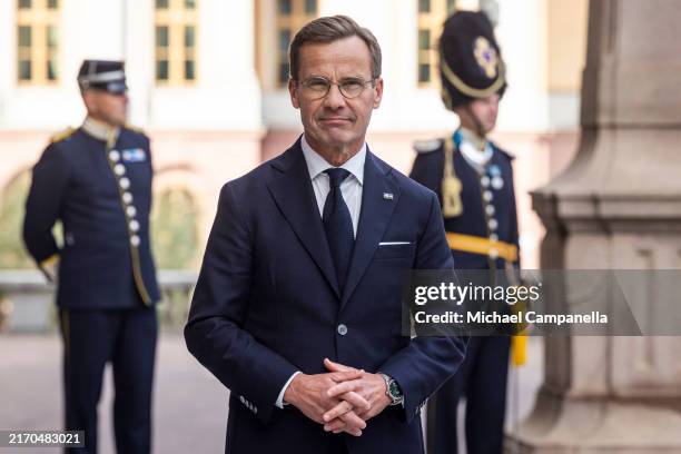 Ulf Kristersson, Prime Minister of Sweden, attends a ceremony in connection with the opening of the Swedish Parliament's fall session on September...