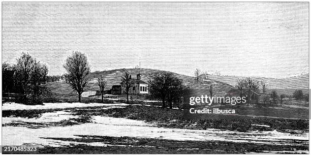 antique illustration: drumlin near amherst, massachusetts - amherst massachusetts stock illustrations