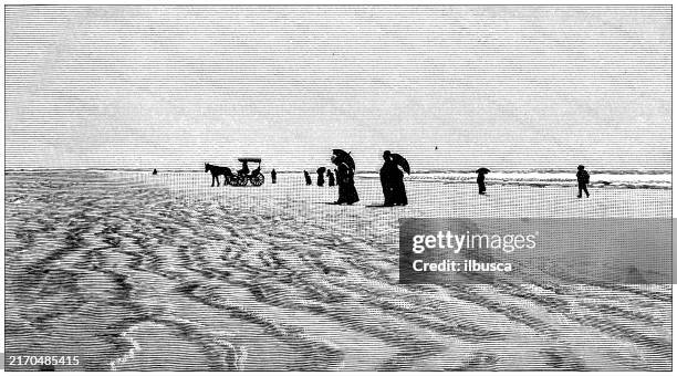antique illustration: long beach, florida - long beach stock illustrations