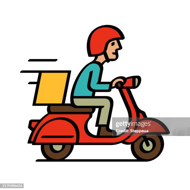 delivery courier with box - express delivery stock illustrations