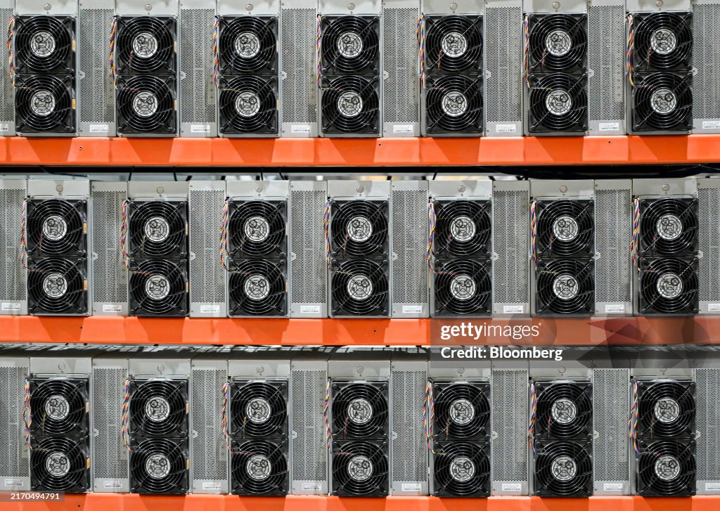Cryptocurrency mining rigs at the Bitfarms Bunker facility in... News ...