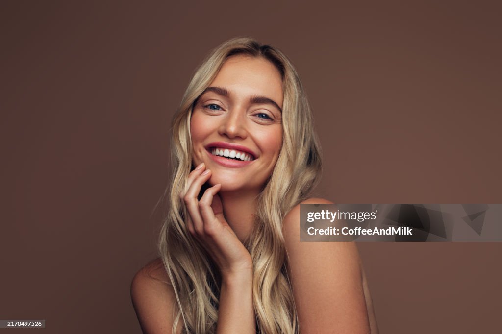 Portrait of young girl with beautiful skin and make-up