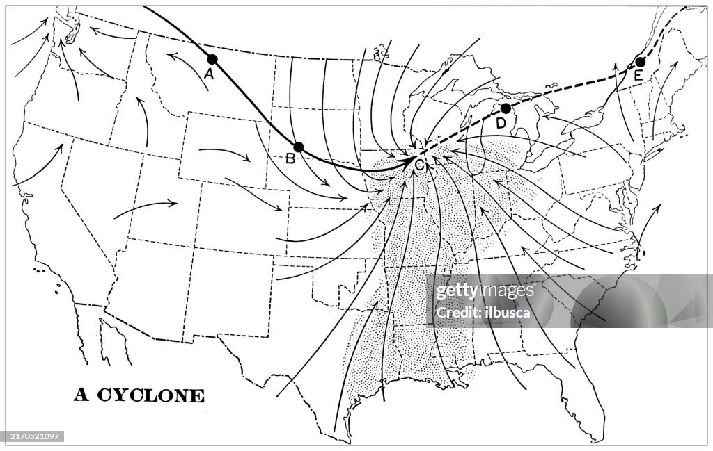 Antique Illustration: Cyclone