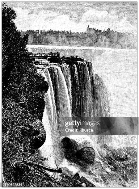 antique illustration: niagara falls - niagara falls city ontario stock illustrations