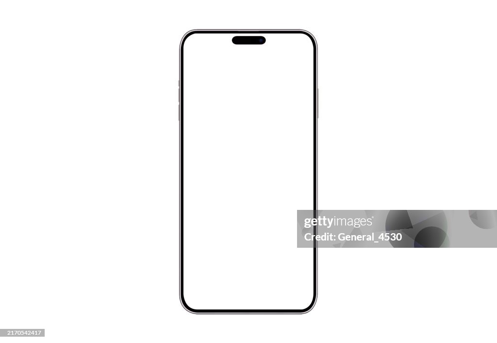 Smartphone mockup blank screen isolated on white background.