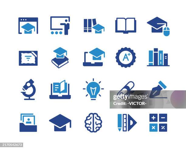 bildbanksillustrationer, clip art samt tecknat material och ikoner med education icons set - classic graphic series - lärande
