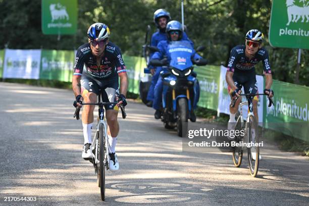 Primoz Roglic of Slovenia and Aleksandr Vlasov of Russia and Team Red Bull Bora - hansgrohe attack in the final climb during the La Vuelta - 79th...