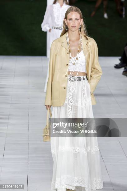 Model walks the runway during the Ralph Lauren Ready to Wear Spring/Summer 2025 fashion show as part of the New York Fashion Week on September 5,...