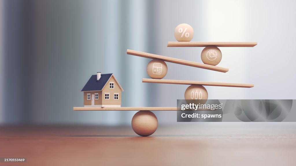 Real Estate Trading and Wooden Balance Scale, Depth Of Field