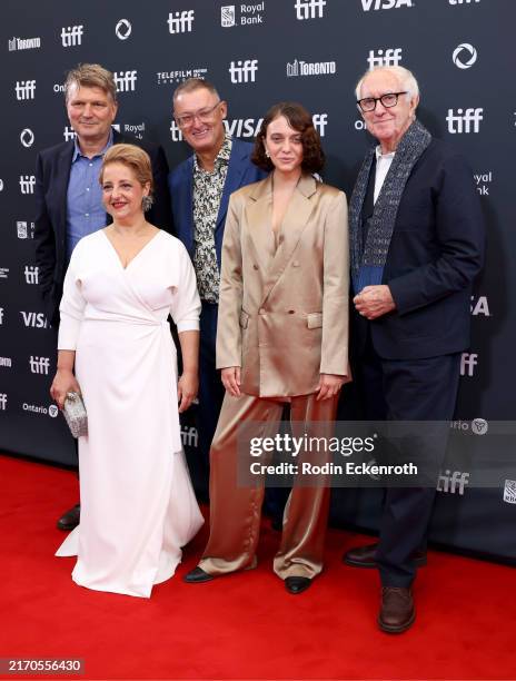 Peter Cattaneo, Vivian El Jaber, Jeff Pope, Alfonsina Carrocio and Sir Jonathan Pryce attend the premiere of "The Penguin Lessons" during 2024...