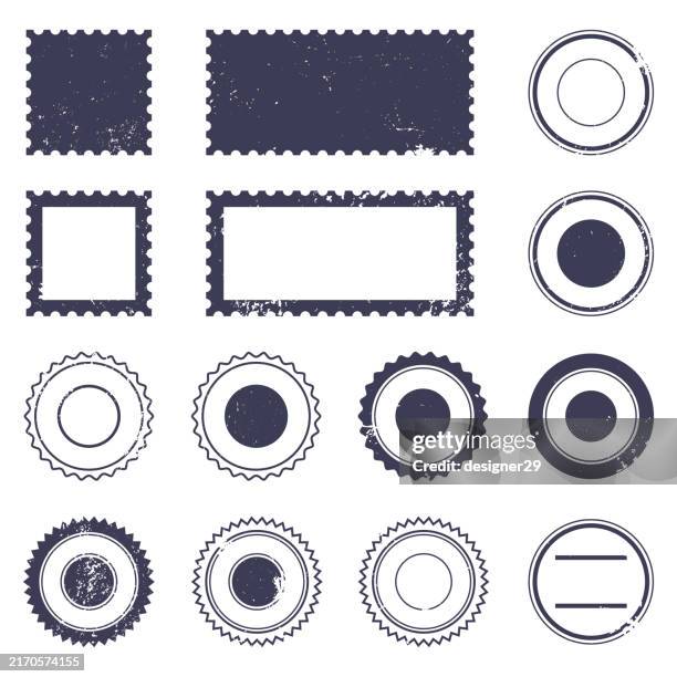 grunge briefmarke vektor set - luftpost stock-grafiken, -clipart, -cartoons und -symbole