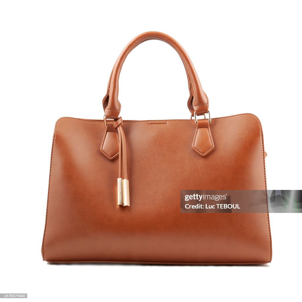 Brown leather handbag