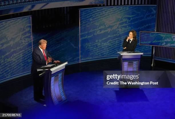 September 10: Former President and Republican presidential candidate Donald Trump speaks as Vice President and Democratic presidential candidate...