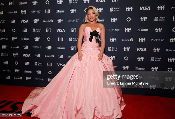 Florence Pugh attends the premiere of "We Live in Time" during the 2024 Toronto International Film Festival at Princess of Wales Theatre on September...