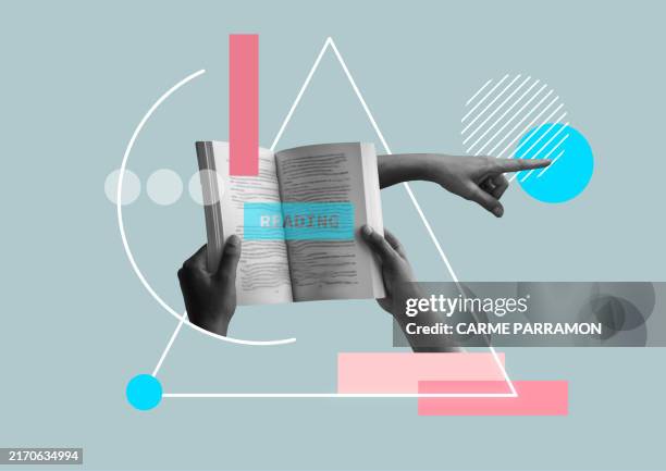 ilustrações de stock, clip art, desenhos animados e ícones de reading. book and hands. school - jovens estudando