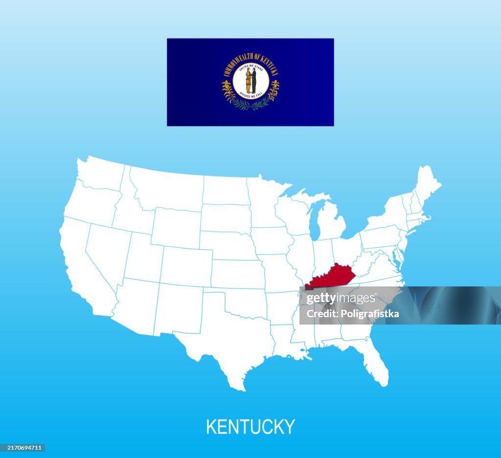 Flag of Kentucky and location on US map