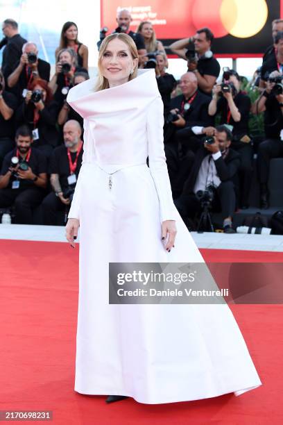 Isabelle Huppert attends the Closing Ceremony red carpet during the 81st Venice International Film Festival at Palazzo del Cinema on September 07,...