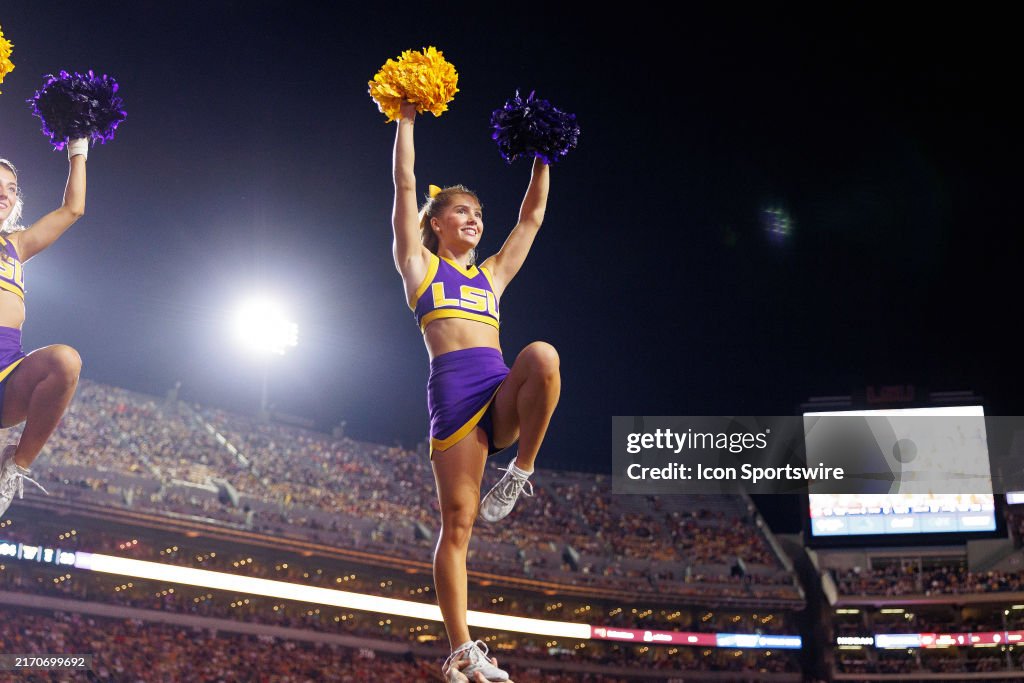 The LSU Tigers cheerleaders entertain the crowd during a game between ...