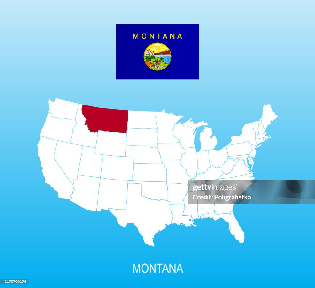 Flag of Montana and location on US map
