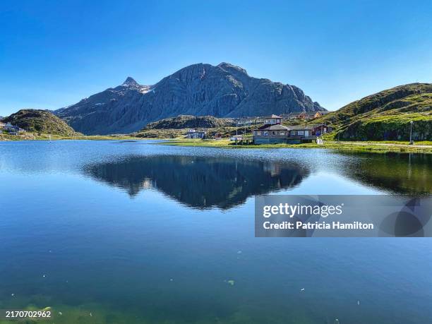 residential district, nalunnguarfik lake, sisimiut, greenland - sisimiut stock pictures, royalty-free photos & images